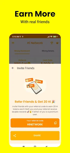 Hi Network অ্যাপ ডাউনলোড করুন – ডিজিটাল কারেন্সি মাইনিং - Screenshot 2