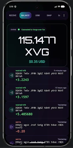 Verge XVR Wallet ডাউনলোড করুন – নিরাপদ এবং প্রাইভেট ক্রিপ্টো ওয়ালেট - Screenshot 1