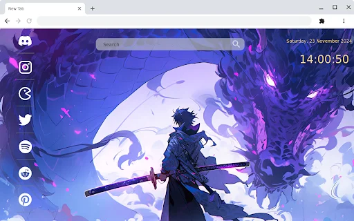 Anime Boy and Dragon ডাউনলোড করুন – সেরা অ্যানিমে ব্রাউজার থিম - Screenshot 1