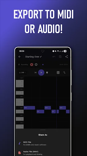 Memody – Voice to MIDI Editor ডাউনলোড করুন – গানকে MIDI-তে রূপান্তর করুন - Screenshot 4