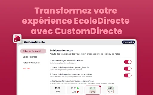 CustomDirecte ডাউনলোড করুন – EcoleDirecte ইন্টারফেস কাস্টমাইজ করুন - Screenshot 1