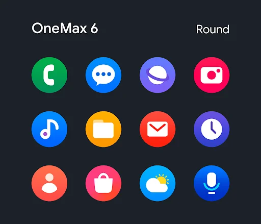 OneMax 6 – Icon Pack ডাউনলোড করুন – সেরা রাউন্ড আইকন প্যাক - Screenshot 11