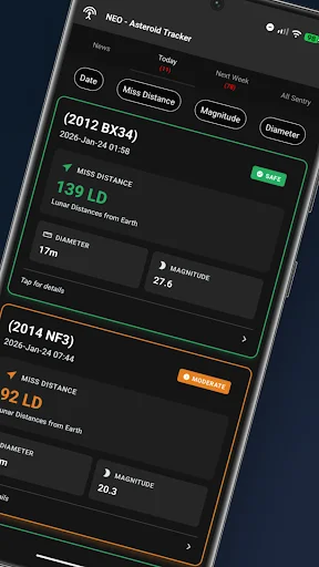 NEO – Asteroid Tracker ডাউনলোড করুন – নাসা ডেটা ও রিয়েল-টাইম আপডেট - Screenshot 2