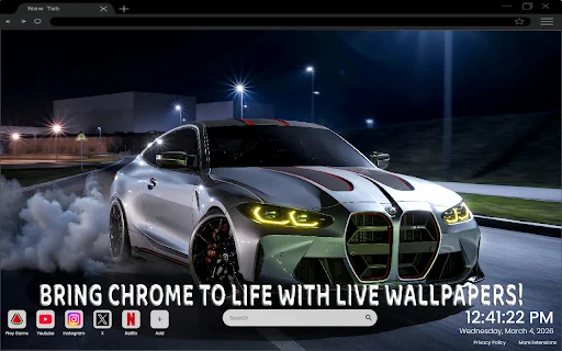 BMW M4 CSI নাইট ড্রিফট লাইভ ওয়ালপেপার – 8K ফ্রি ডাউনলোড - Screenshot 1
