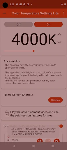 Color Temperature Setting Lite ডাউনলোড করুন – চোখের আরামের জন্য সেরা অ্যাপ - Screenshot 2