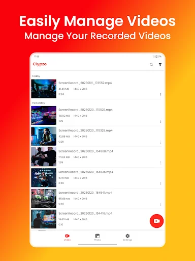 Clypzo: Screen Video Recorder ডাউনলোড করুন – HD স্ক্রিন রেকর্ডিং - Screenshot 9