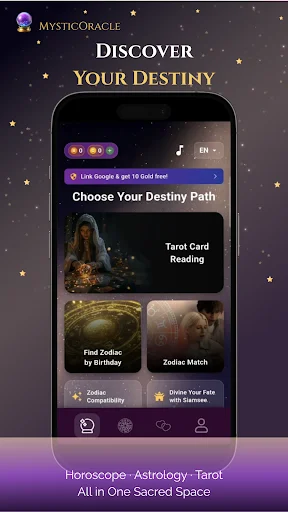 MysticOracle ডাউনলোড করুন – এআই জ্যোতিষ ও ট্যারোট কার্ড রিডিং - Screenshot 1