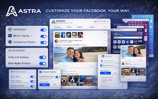 ASTRA for Facebook ডাউনলোড করুন – অ্যাডব্লক ও প্রাইভেসি টুলস - Screenshot 1