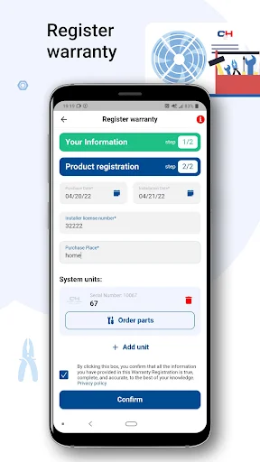 Cooper&Hunter Tech Support ডাউনলোড করুন – লিমিটেড ওয়ারেন্টি রেজিস্টার করুন - Screenshot 2