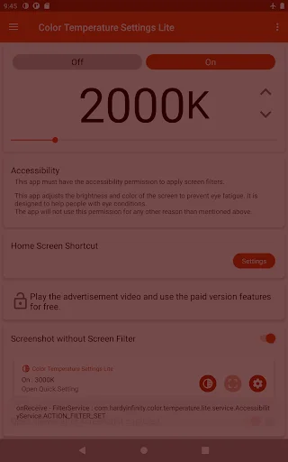 Color Temperature Setting Lite ডাউনলোড করুন – চোখের আরামের জন্য সেরা অ্যাপ - Screenshot 12