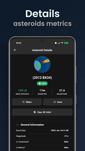NEO – Asteroid Tracker ডাউনলোড করুন – নাসা ডেটা ও রিয়েল-টাইম আপডেট - Screenshot 4