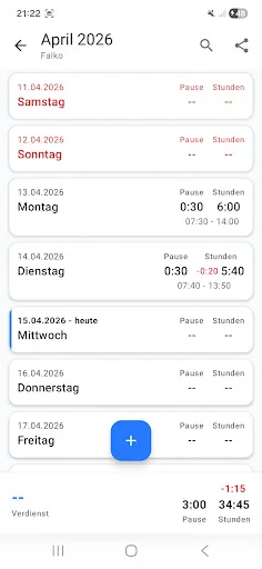 Stundenrechner Pro ডাউনলোড করুন – কাজের সময় হিসাবের সেরা অ্যাপ - Screenshot 3