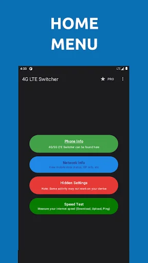4G LTE Switcher 2 ডাউনলোড করুন – নেটওয়ার্ক সেটিংস পরিবর্তন করুন - Screenshot 1