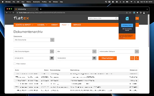 Flatex Downloader ডাউনলোড করুন – Flatex ডকুমেন্ট ব্যাচ ডাউনলোড - Screenshot 1