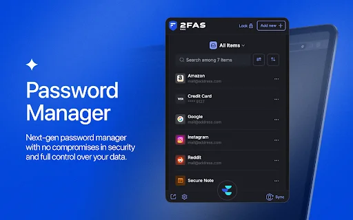 2FAS Pass ব্রাউজার এক্সটেনশন ডাউনলোড করুন – নিরাপদ পাসওয়ার্ড ম্যানেজার - Screenshot 1