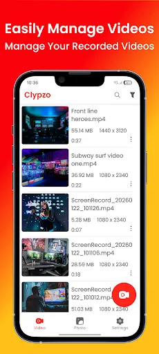 Clypzo: Screen Video Recorder ডাউনলোড করুন – HD স্ক্রিন রেকর্ডিং - Screenshot 1