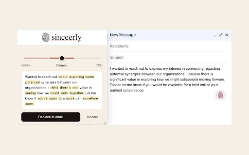 Sinceerly ডাউনলোড করুন – এআই ইমেইলকে করুন মানুষের মতো স্বাভাবিক - Screenshot 2