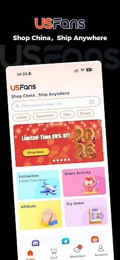 USFans ডাউনলোড করুন – চীন থেকে যেকোনো দেশে পণ্য শিপিং - Screenshot 1