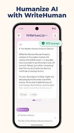 WriteHuman AI Humanizer ডাউনলোড করুন – AI টেক্সটকে মানুষের ভাষায় রূপান্তর করুন - Screenshot 1