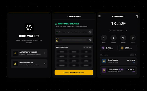 0xio Wallet ডাউনলোড করুন – Octra নেটওয়ার্কের জন্য সেরা ওয়ালেট - Screenshot 1