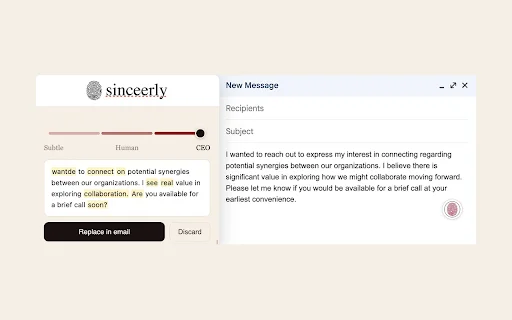 Sinceerly ডাউনলোড করুন – এআই ইমেইলকে করুন মানুষের মতো স্বাভাবিক - Screenshot 3