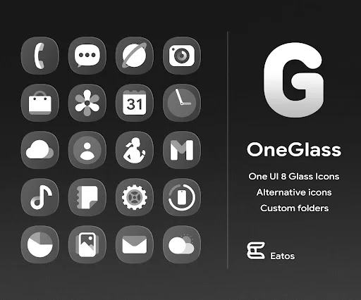 OneGlass 8 – Icon Pack ডাউনলোড করুন – আধুনিক ও মিনিমালিস্ট স্টাইল - Screenshot 1