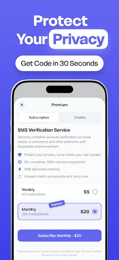 Virtual Phone Number -SMSVia ডাউনলোড করুন: অনলাইন নিরাপত্তার জন্য সেরা সমাধান - Screenshot 3