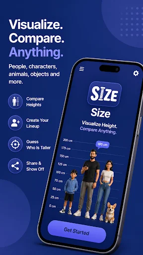 Size অ্যাপ ডাউনলোড করুন – মানুষ ও প্রাণীর উচ্চতা তুলনা করুন - Screenshot 1