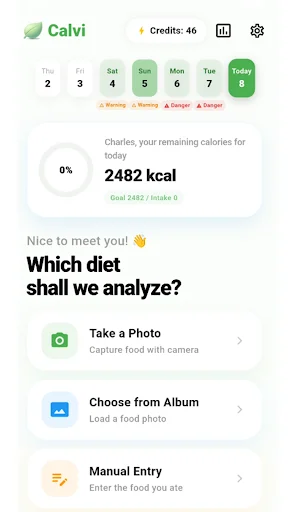 Calvi – My AI Diet & Calories ডাউনলোড করুন – সেরা এআই ডায়েট প্ল্যানার - Screenshot 1
