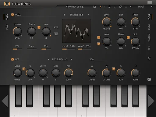 Flowtones ডাউনলোড করুন – অ্যান্ড্রয়েডের সেরা ভার্চুয়াল অ্যানালগ সিন্থেসাইজার - Screenshot 1
