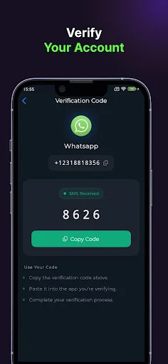 Virtual Number SMS ডাউনলোড করুন – WhatsApp ওটিপি ভেরিফিকেশন - Screenshot 5