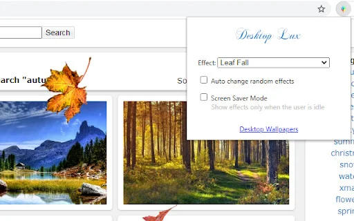 Desktop Lux: Effects ডাউনলোড করুন – ব্রাউজারের জন্য সেরা অ্যানিমেশন - Screenshot 2